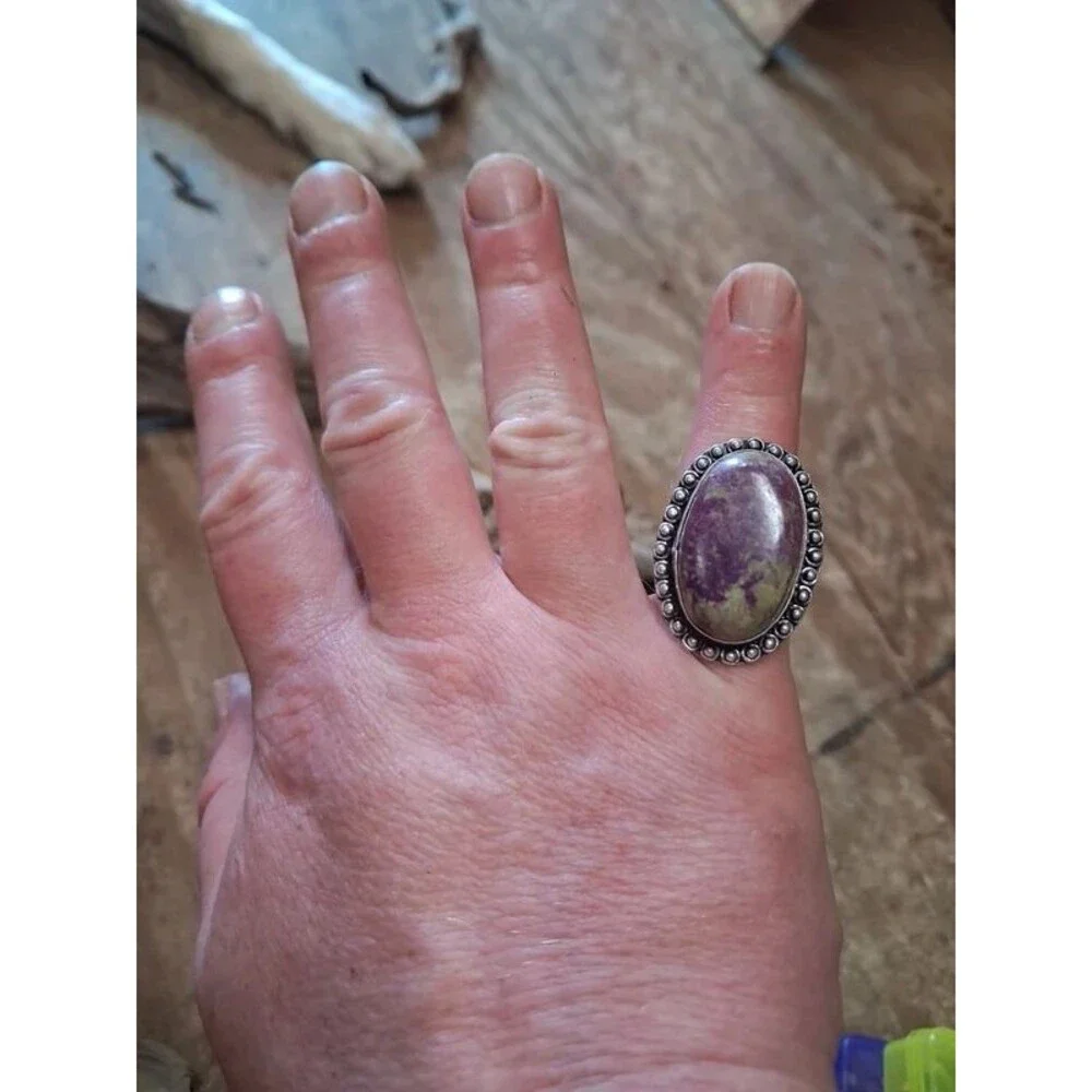 Size 6.5 Atlantisite boho handmade statement ring